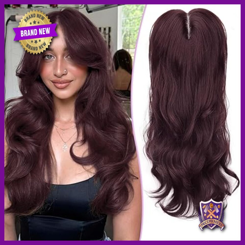 Long Synthetic Hair Topper with Wispy Bangs for Thinning Hair